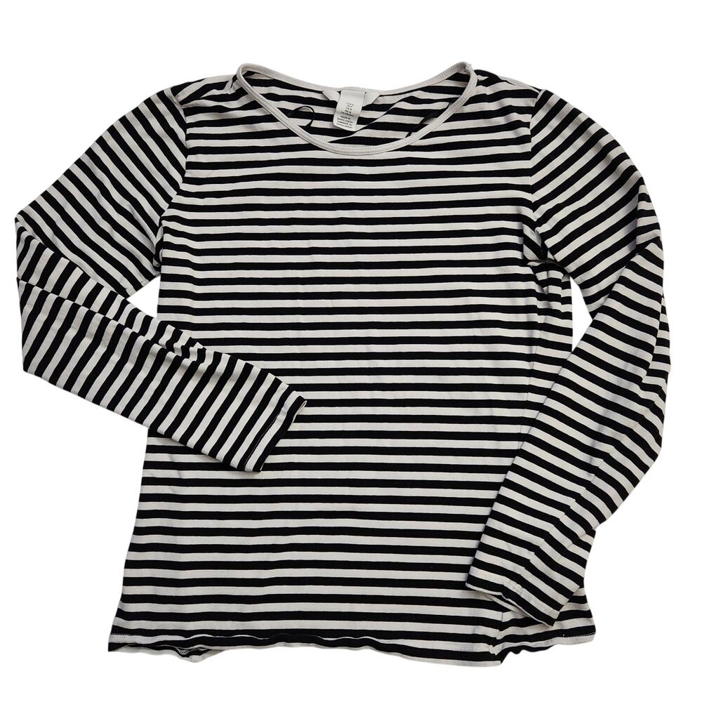 H&M Black White Striped Long Sleeve T-Shirt Womens M